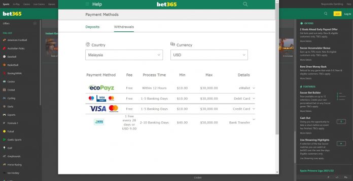 bet365 payment methods